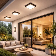 Vonkajšie stropné osvetlenie pod prístreškom.