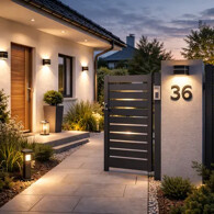 Osvetlenie fasády, vstupnej bránky a čísla domu.