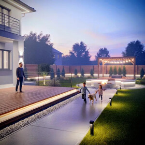 Exteriérové osvetlenie záhrady, altánku a chodníka. Vonkajšie osvetlenie záhrady, altánku a chodníka – LED reflektory a solárne lampy.