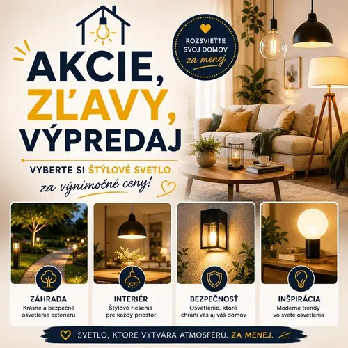 Akcie, zľavy a výpredaje na moderné svietidlá, lustre, lampy a svetlá_Svietidla-lampy.sk.